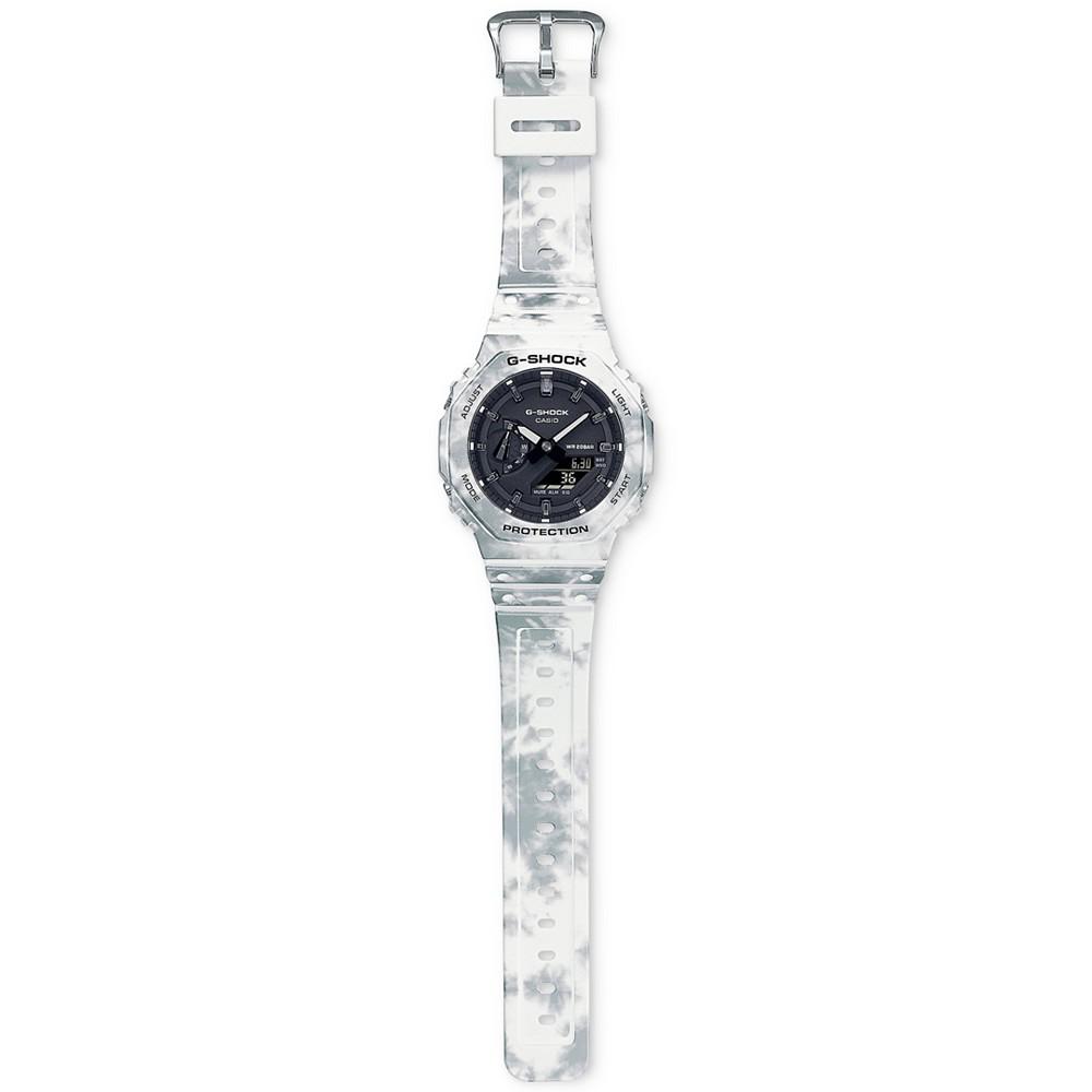 Men's Analog Digital White Snow Camouflage Resin Strap Watch Set 45mm商品第5张图片规格展示