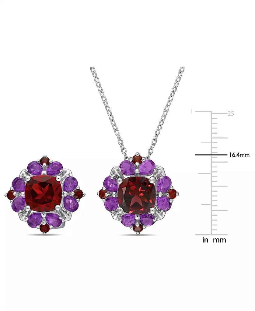 商品Macy's|2-Pc. Set Garnet (9-7/8 ct. t.w.) & Amethyst (3-1/3 ct. t.w.) Halo Pendant Necklace & Matching Stud Earrings in Sterling Silver,价格¥2618,第3张图片详细描述