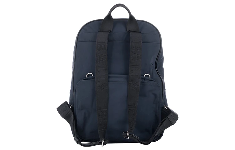 商品[国内直发] Bally|巴利 Fixie 条纹Logo印花 尼龙 背包双肩包 中号 男款 蓝色,价格¥2737,第4张图片详细描述