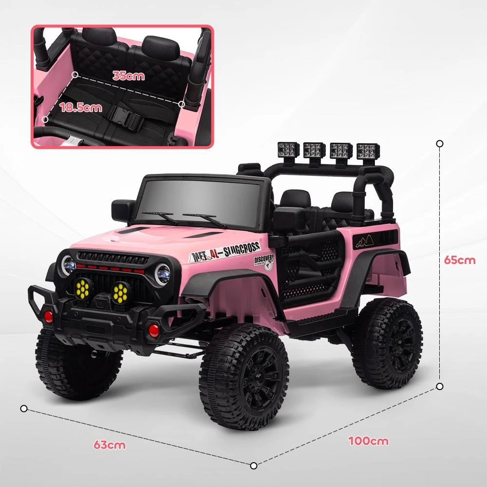 商品BreeBe|Qaba 12V Ride on Truck, Electric Car for Kids, Battery Powered Ride on Car, Parent Remote, 4 Suspension Wheels, Music Horn LED Lights, Pink,价格¥2158,第3张图片详细描述