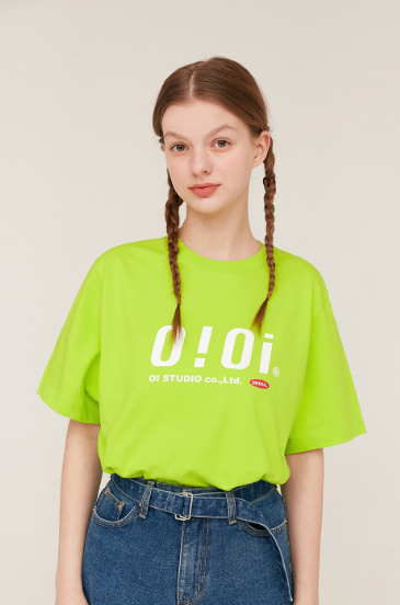 【享贝家】OIOI 休闲宽松短袖T恤 男女同款 绿色 T-SHIRTS-LIME商品第2张图片规格展示