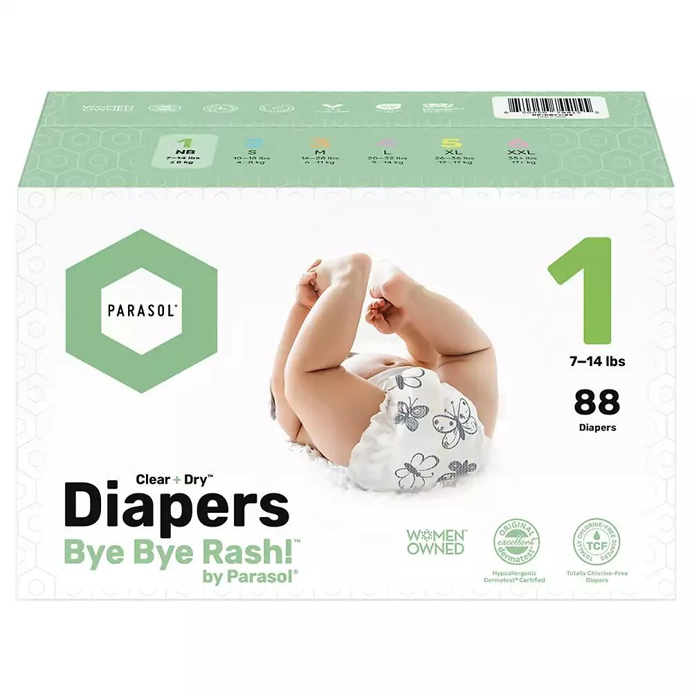 商品Parasol|Kids Clear+Dry Natural Disposable Diapers - Gift Bundle - 3 Giant Diaper Packs and 4 Wipe Packs,价格¥648,第1张图片