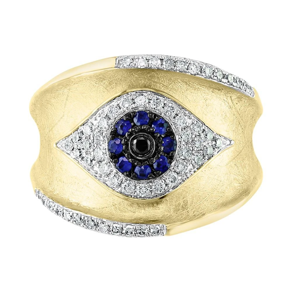 商品Effy|EFFY® Sapphire (1/10 ct. t.w.) & Black & White Diamond (1/3 ct. t.w.) Evil Eye Ring in 14k Gold,价格¥10026,第2张图片详细描述