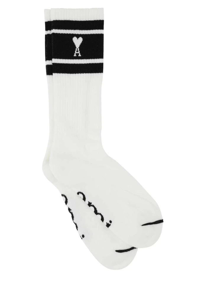 商品AMI|AMI Paris Stripes Logo Ribbed Socks,价格¥380,第1张图片