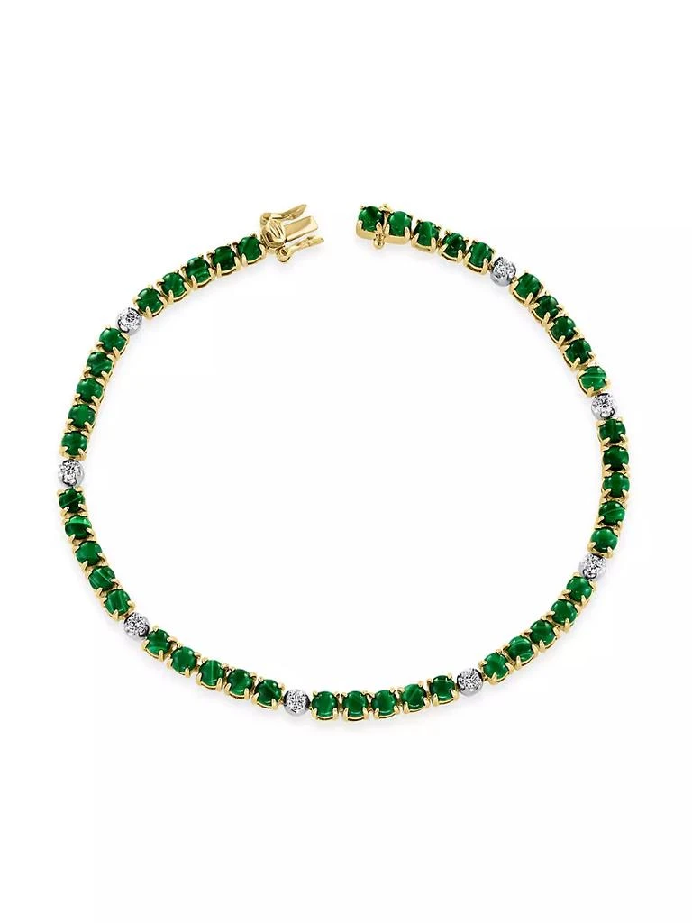 商品Saks Fifth Avenue Collection|Two-Tone 14K Gold, Malachite, & Diamond Bracelet,价格¥14545,第2张图片详细描述