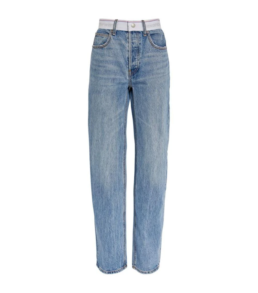 商品Alexander Wang|Logo-Adorned Mid-Rise Straight Jeans,价格¥2955,第1张图片