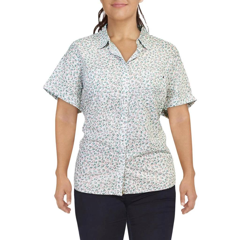 商品Tommy Hilfiger|Tommy Hilfiger Womens Plus Pawtucket Posey Floral Cuffed Button-Down Top,价格¥184,第1张图片