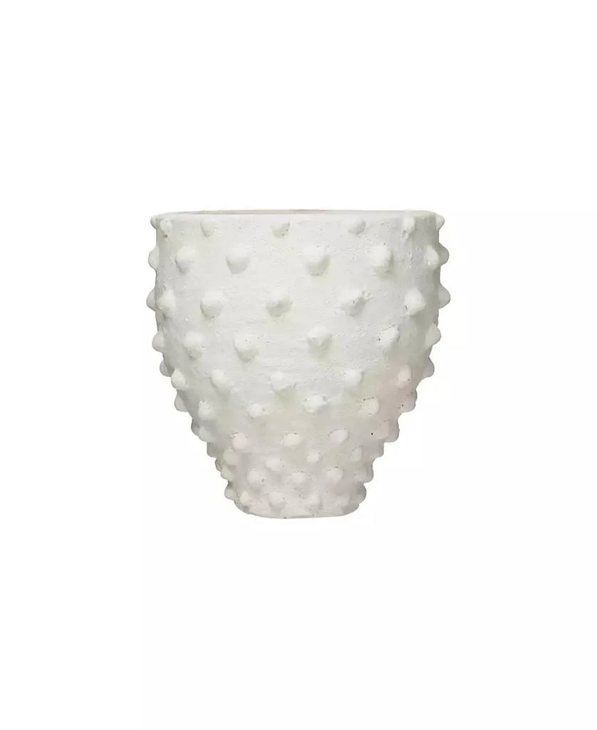 商品Storied Home|9.75"H Textured Terracotta Planter with Pointed Polka Dot Design Hold,价格¥703,第1张图片