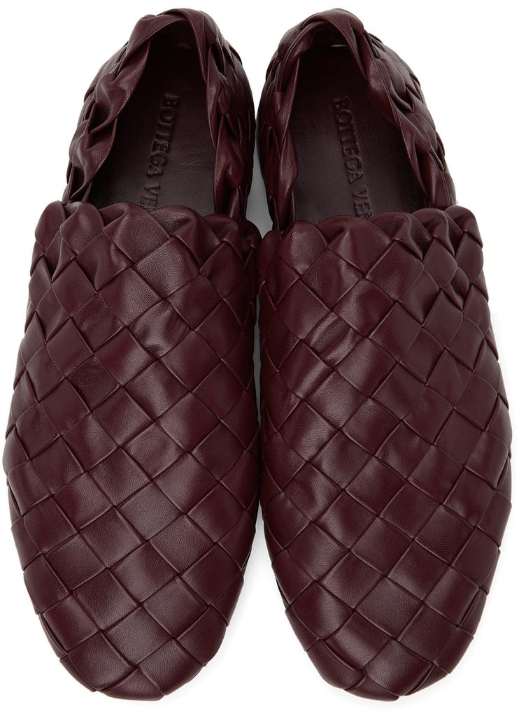 Burgundy Intrecciato Slider Loafers商品第5张图片规格展示