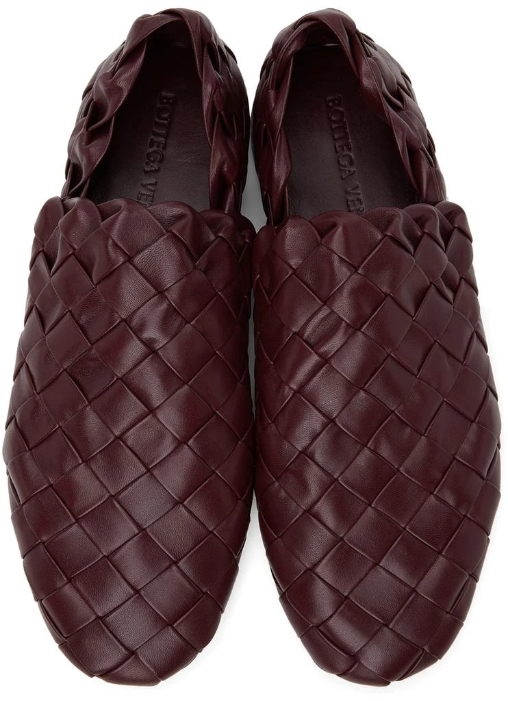 商品Bottega Veneta|Burgundy Intrecciato Slider Loafers,价格¥17597,第5张图片详细描述