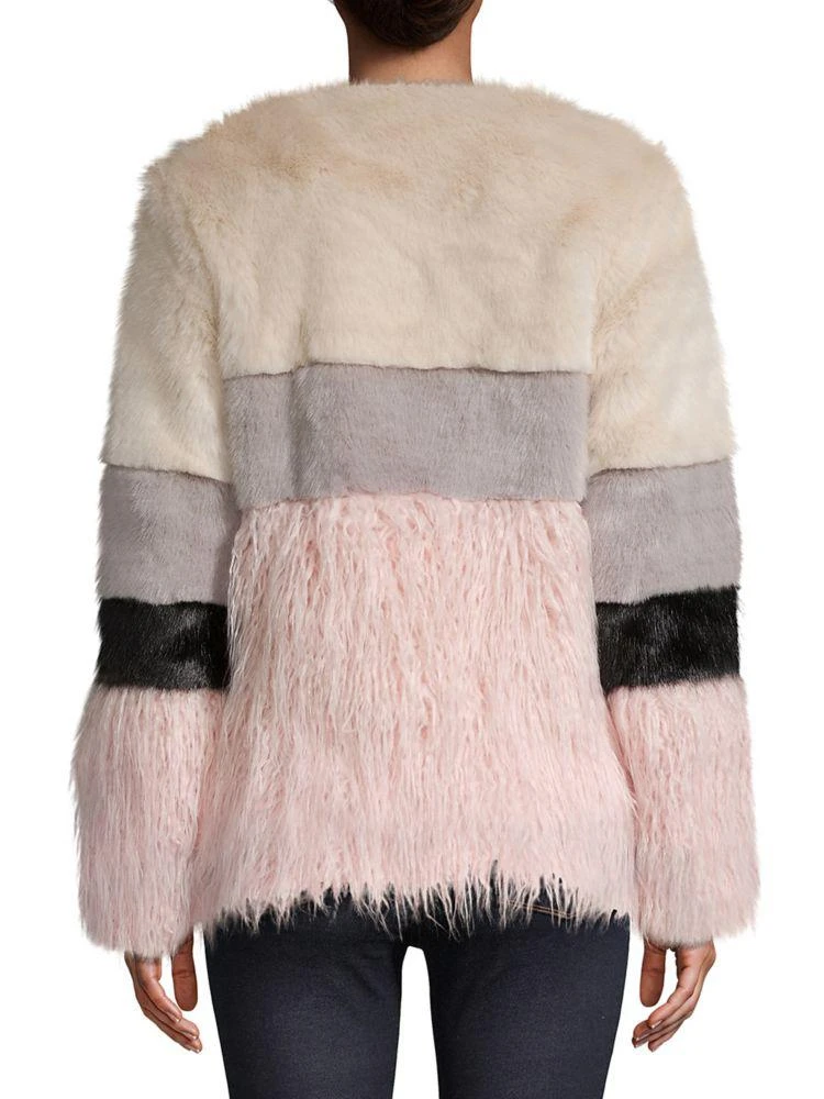商品Sage|Multicolored Faux Fur Striped Teddy Coat,价格¥772,第2张图片详细描述