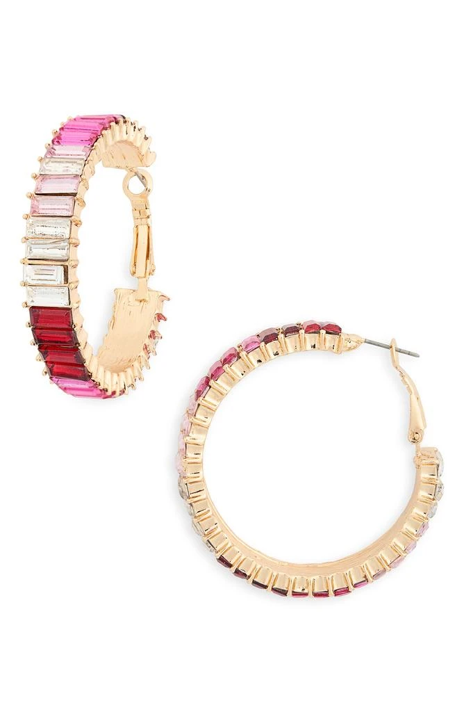 商品Nordstrom|Baguette Crystal Hoop Earrings,价格¥49,第1张图片