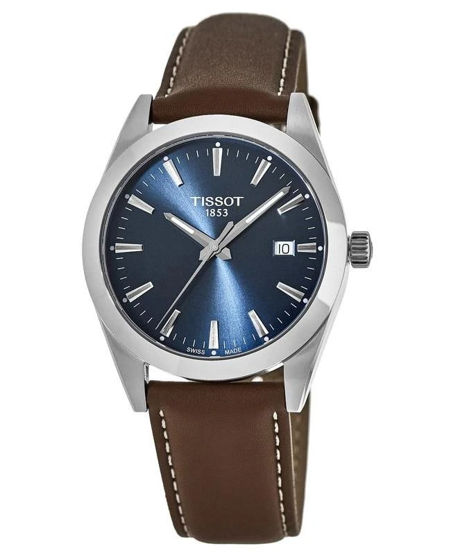 商品Tissot|Tissot Gentleman Quartz Blue Dial Leather Strap Men's Watch T127.410.16.041.00,价格¥2228,第1张图片