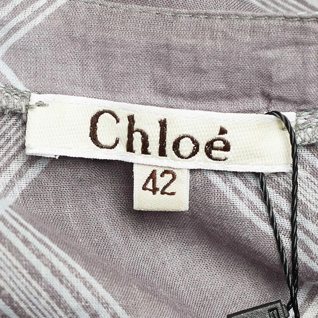 商品[二手商品] Chloé|Chloe Grey Check Print Cotton Ruffle Detail Oversized Blouse L,价格¥818,第4张图片详细描述