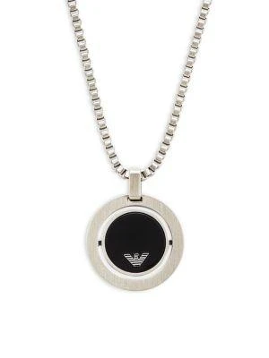 商品Emporio Armani|Stainless Steel & Onyx Logo Pendant Necklace,价格¥516,第1张图片