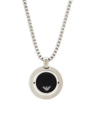 商品Emporio Armani|Stainless Steel & Onyx Logo Pendant Necklace,价格¥525,第1张图片