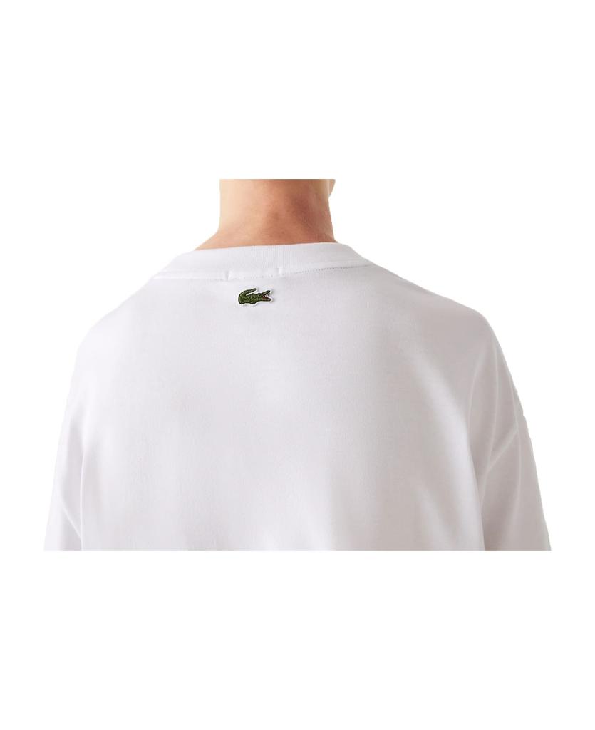 T-shirt White Cotton Oversized T-shirt With Big Crocodile Patch.商品第3张图片规格展示
