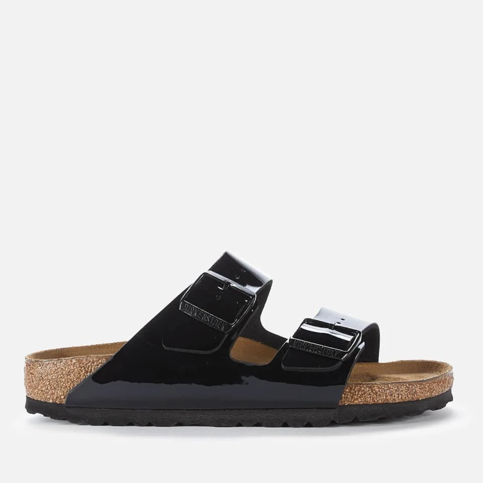 商品Birkenstock|BIRKENSTOCK WOMEN'S ARIZONA SLIM FIT LEATHER DOUBLE STRAP SANDALS - BLACK PATENT,价格¥365,第1张图片