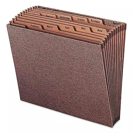 商品Smead|Smead 12 Pocket Jan-Dec TUFF Accordion Expansion File, Open Top, Letter, Redrope,价格¥122,第1张图片