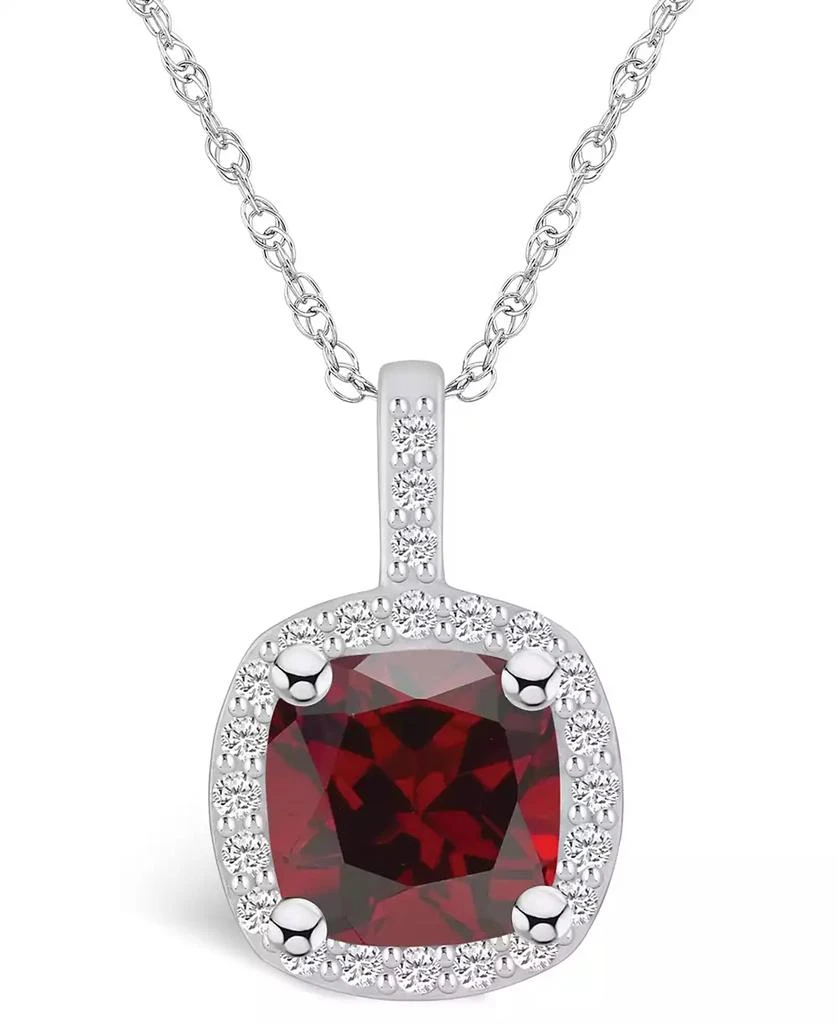 商品Macy's|Garnet (2-3/4 Ct. T.W.) and Diamond (1/4 Ct. T.W.) Halo Pendant Necklace in 14K White Gold,价格¥8240,第1张图片