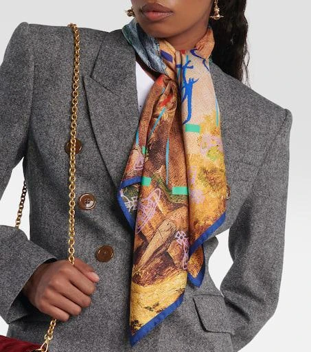 商品Vivienne Westwood|Graphic printed silk scarf,价格¥2613,第2张图片详细描述