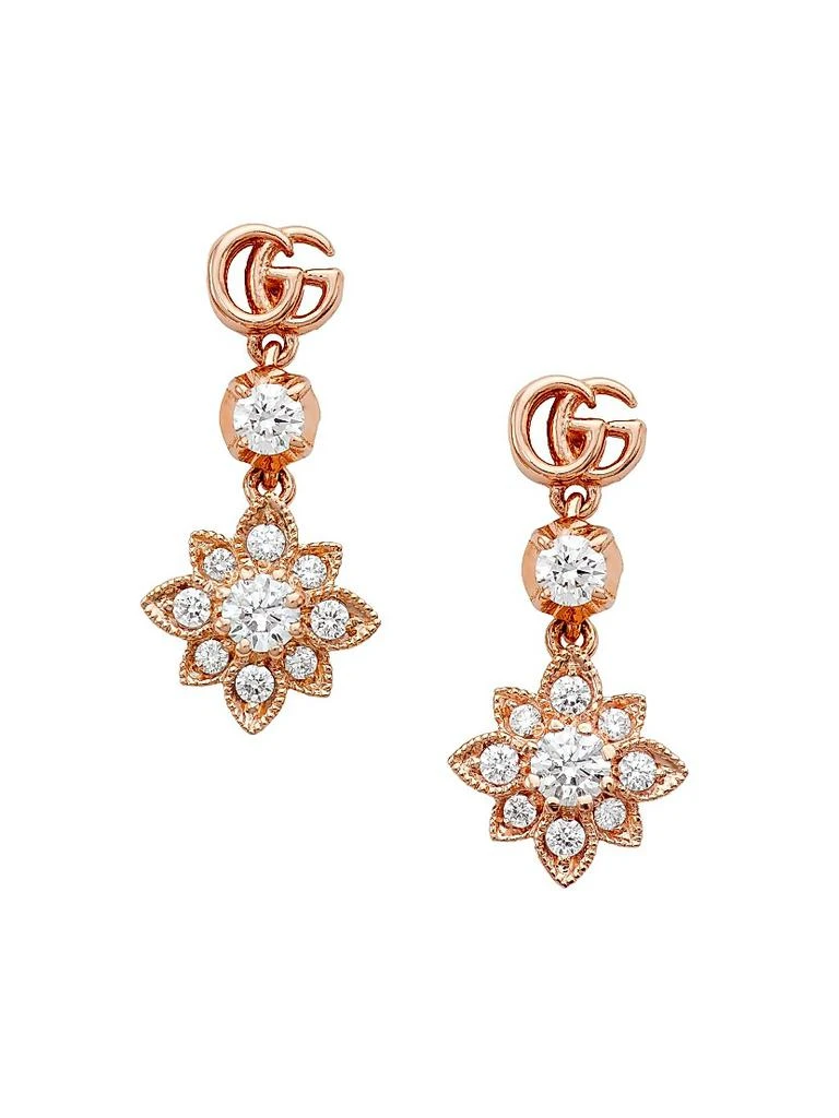 商品Gucci|Gucci Flora 18K Rose Gold & Diamond Drop Earrings,价格¥23916,第1张图片