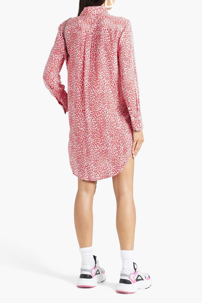 Leopard-print washed-silk mini shirt dress商品第1张图片规格展示