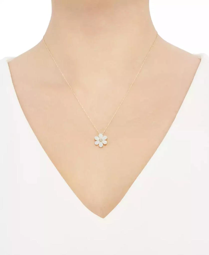 商品Macy's|Opal (1-1/2 ct. t.w.) & Diamond (1/20 ct. t.w.) Flower 18" Pendant Necklace in 14k Gold,价格¥9065,第2张图片详细描述