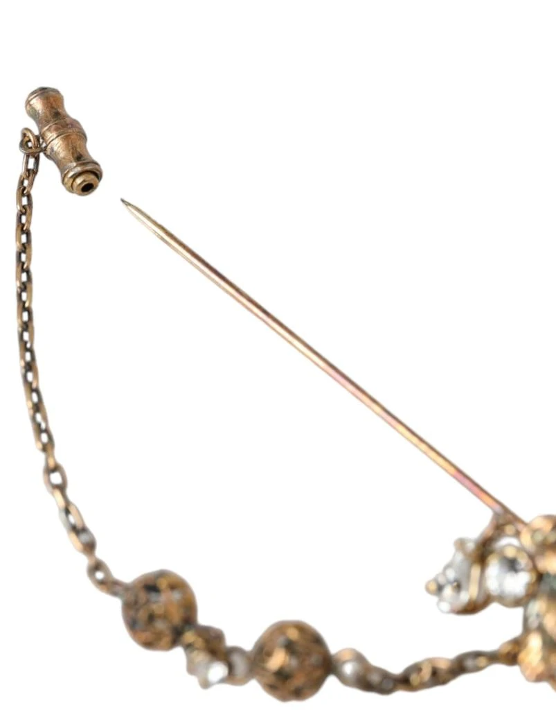 商品Dolce & Gabbana|Dolce & Gabbana Gold Brass Crystal Chain 925 Sterling Silver Pin Brooch,价格¥3006,第5张图片详细描述