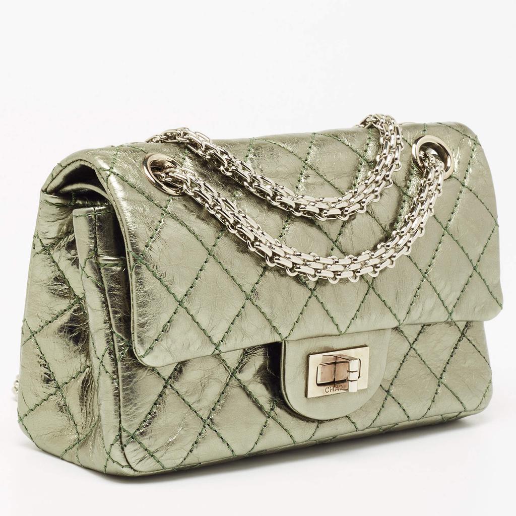 商品[二手商品] Chanel|Chanel Green Quilted Glossy Leather Mini Reissue 2.55 Flap Bag,价格¥21870,第5张图片详细描述