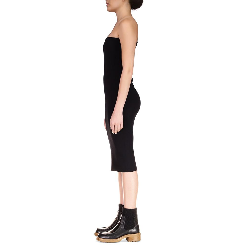 Women's One-Shoulder Puff-Sleeve Ribbed Midi Dress商品第3张图片规格展示