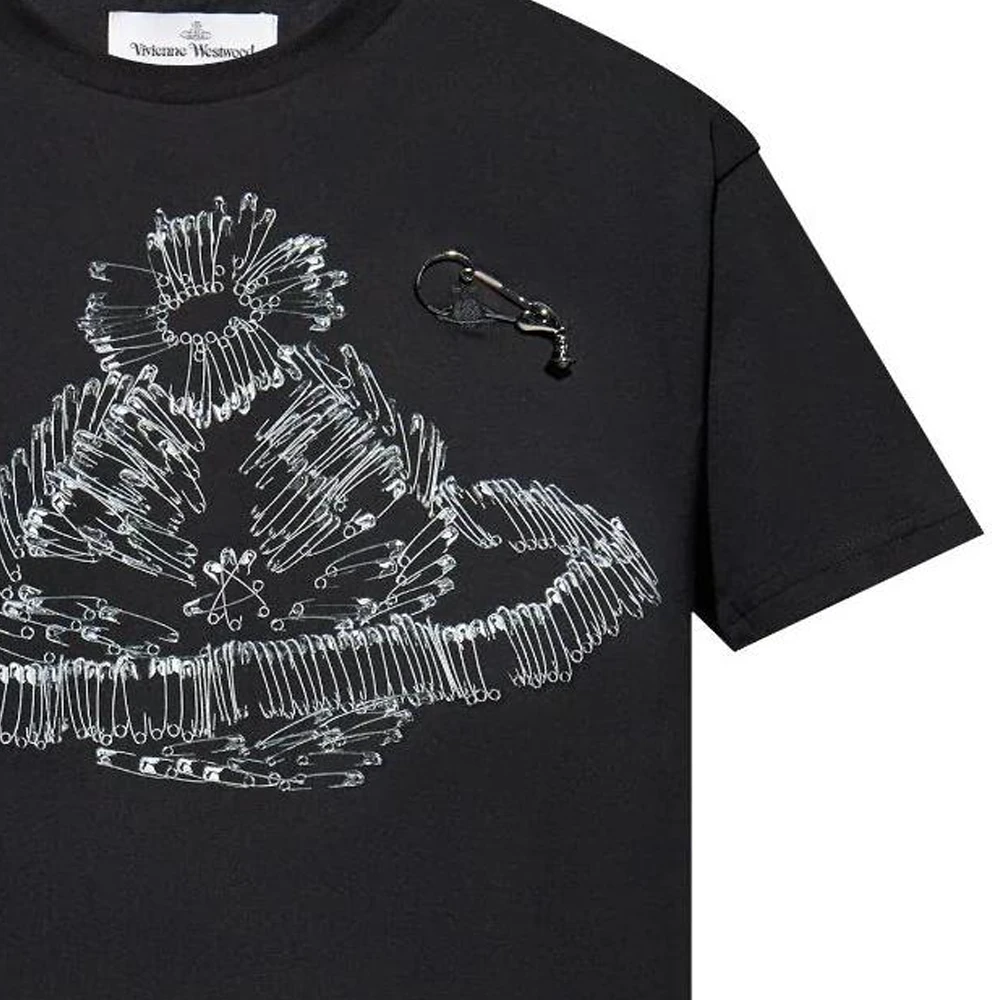 商品[�国内直发] Vivienne Westwood|SS24 土星Logo印花圆领短袖T恤 男款 黑色,价格¥2104,第9张图片详细描述
