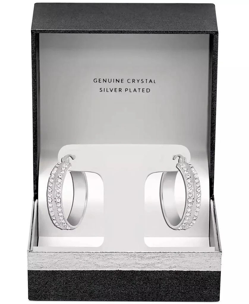 商品Essentials|Crystal Small Double Row Hoop Earrings in Silver-Plate, 0.76",价格¥378,第3张图片详细描述