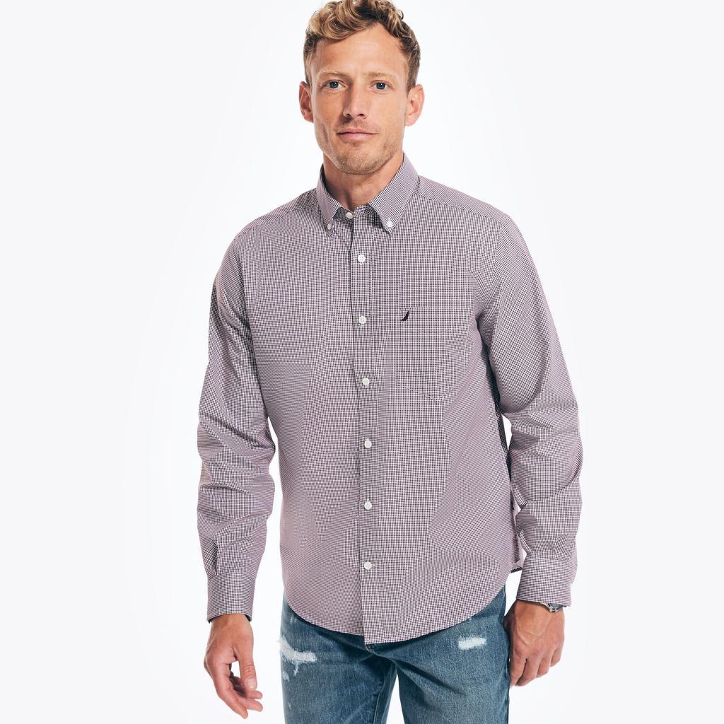 商品Nautica|Nautica Mens Wrinkle-Resistant Plaid Wear To Work Shirt,价格¥240,第1张图片