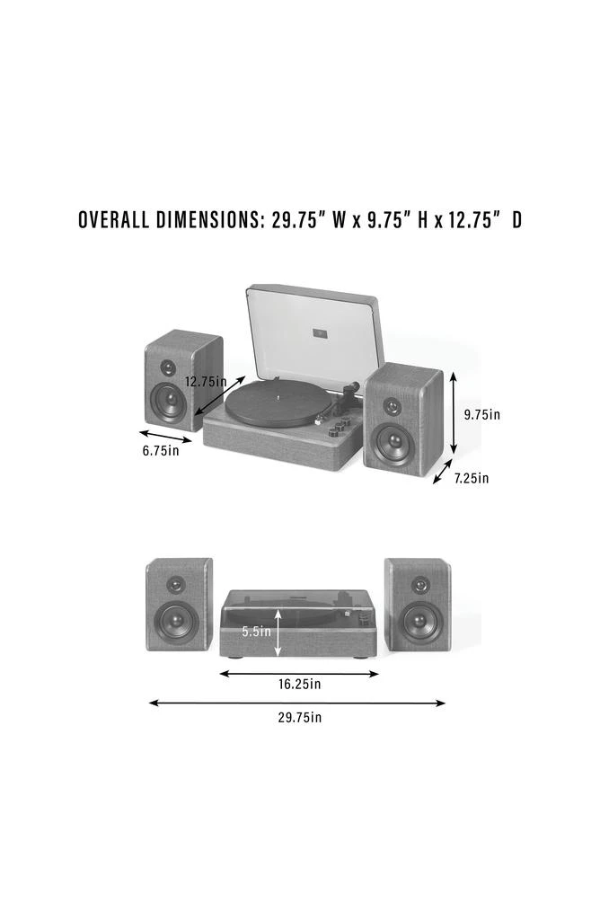 商品Crosley|Nocturne Bluetooth® Record Player & Speakers,价格¥2429,第4张图片详细描述