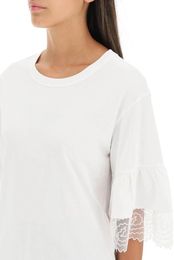 商品See by Chloé|T-SHIRT WITH LACE SLEEVES,价格¥422,第5张图片详细描述