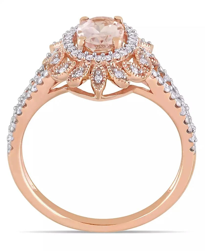 商品Macy's|Morganite (3/4 ct. t.w.) and Diamond (1/5 ct. t.w.) Floral Halo Ring in 10k Rose Gold,价格¥4186,第2张图片详细描述