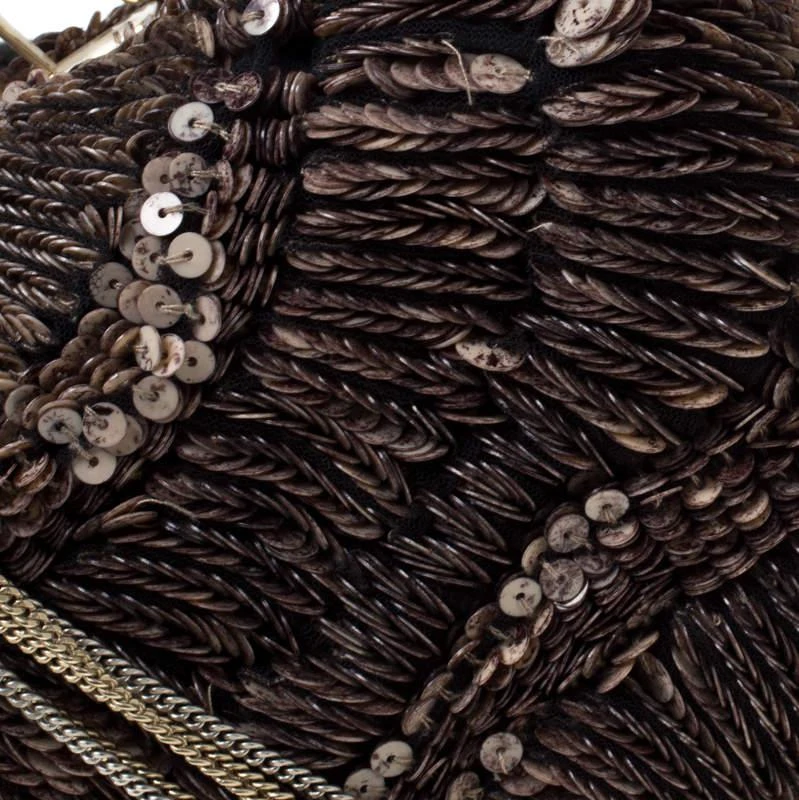 商品[二手商品] Bally|Bally Brown Sequins Embellished Clutch Bag,价格¥2157,第5张图片详细描述