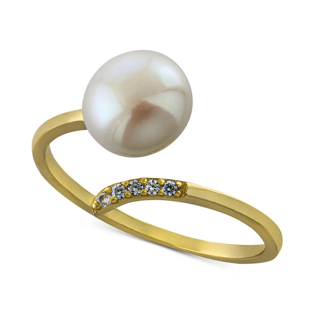 商品Giani Bernini|Cultured Freshwater Pearl (8mm) & Cubic Zirconia Bypass Ring, Created for Macy's,价格¥112,第3张图片详细描述