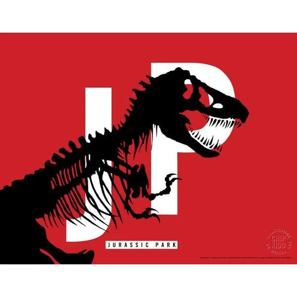 商品Zavvi Gallery|Jurassic Park Original Logo Screenprint with Letterpress by Chip Kidd - Red,价格¥332,第1张图片