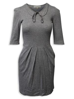 Sandro Pleated Bow Mini Dress In Grey Viscose商品第1张图片规格展示