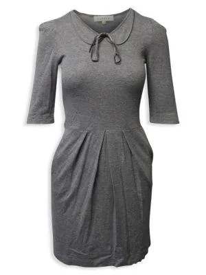 商品[二手商品] Sandro|Sandro Pleated Bow Mini Dress In Grey Viscose,价格¥1444,第1张图片