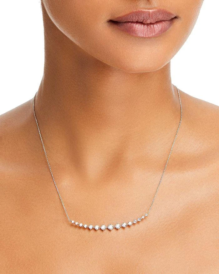 商品Bloomingdale's|Diamond Graduated Curved Bar Necklace in 14K White Gold, 1.50 ct. t.w.,价格¥23168,第2张图片详细描述