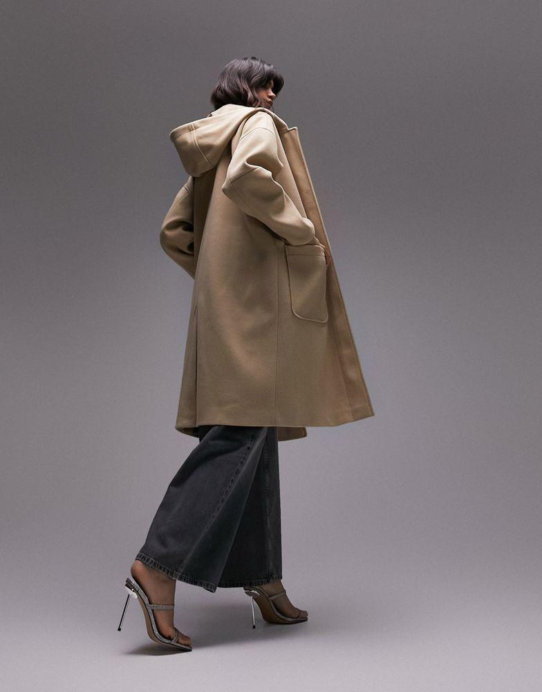 Topshop clean duffle coat in camel商品第4张图片规格展示