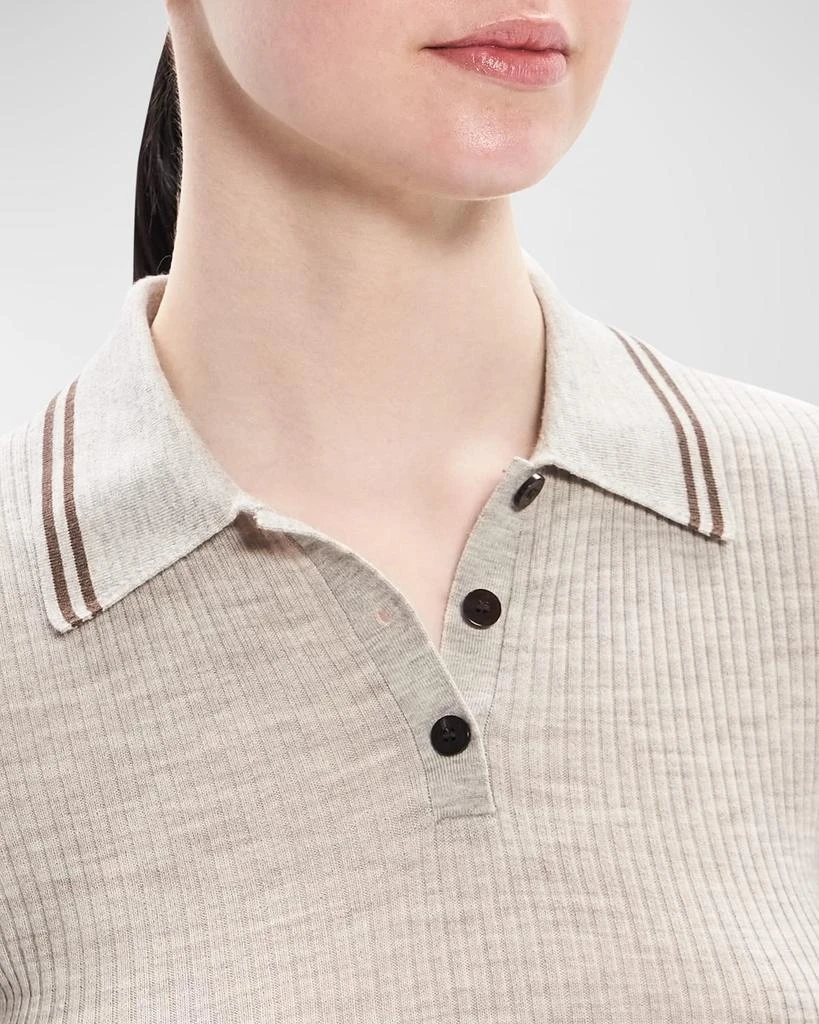 商品Theory|Regal Wool Ribbed Polo Shirt with Tipping,价格¥917,第5张图片详细描述
