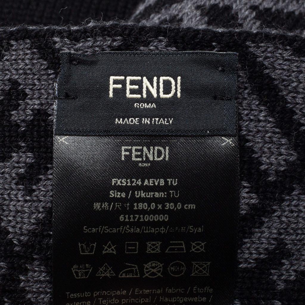 Fendi Black & Grey Zucca Monogram Wool Panelled Stole商品第4张图片规格展示