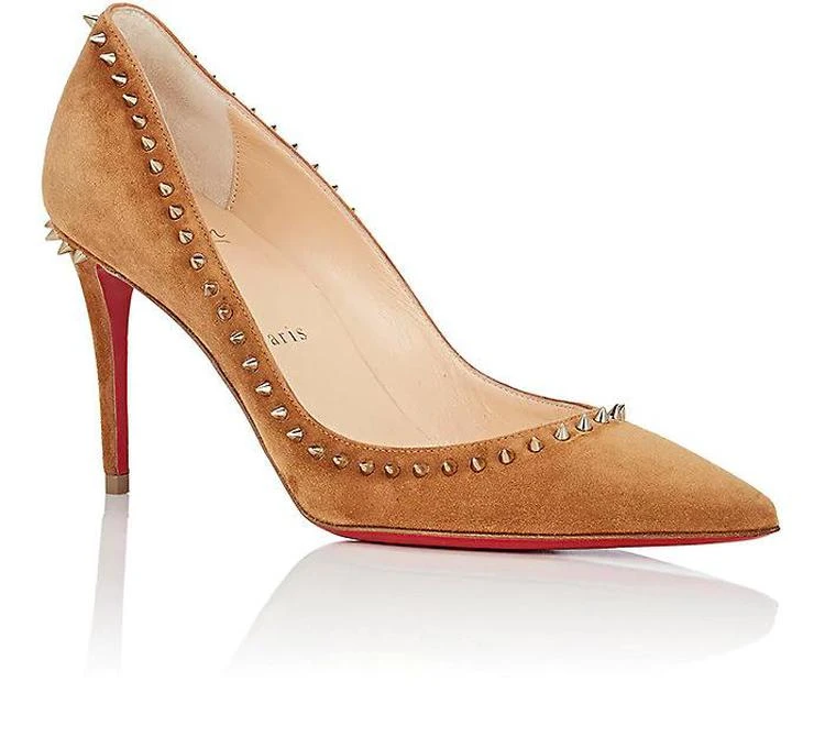 商品Christian Louboutin|麂皮铆钉红底鞋,价格¥6230,第2张图片详细描述