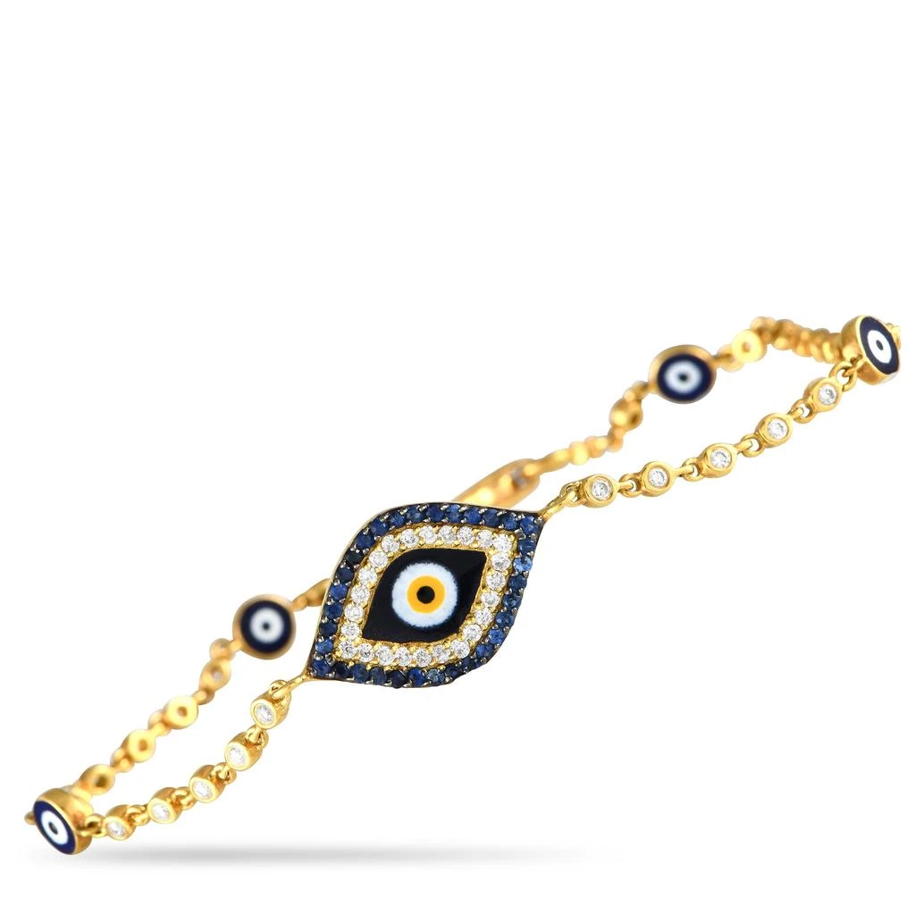 商品Aaron Basha|18K Yellow Gold Diamond and Sapphire Evil Eye Bracelet AB32-111124,价格¥13657,第1张图片