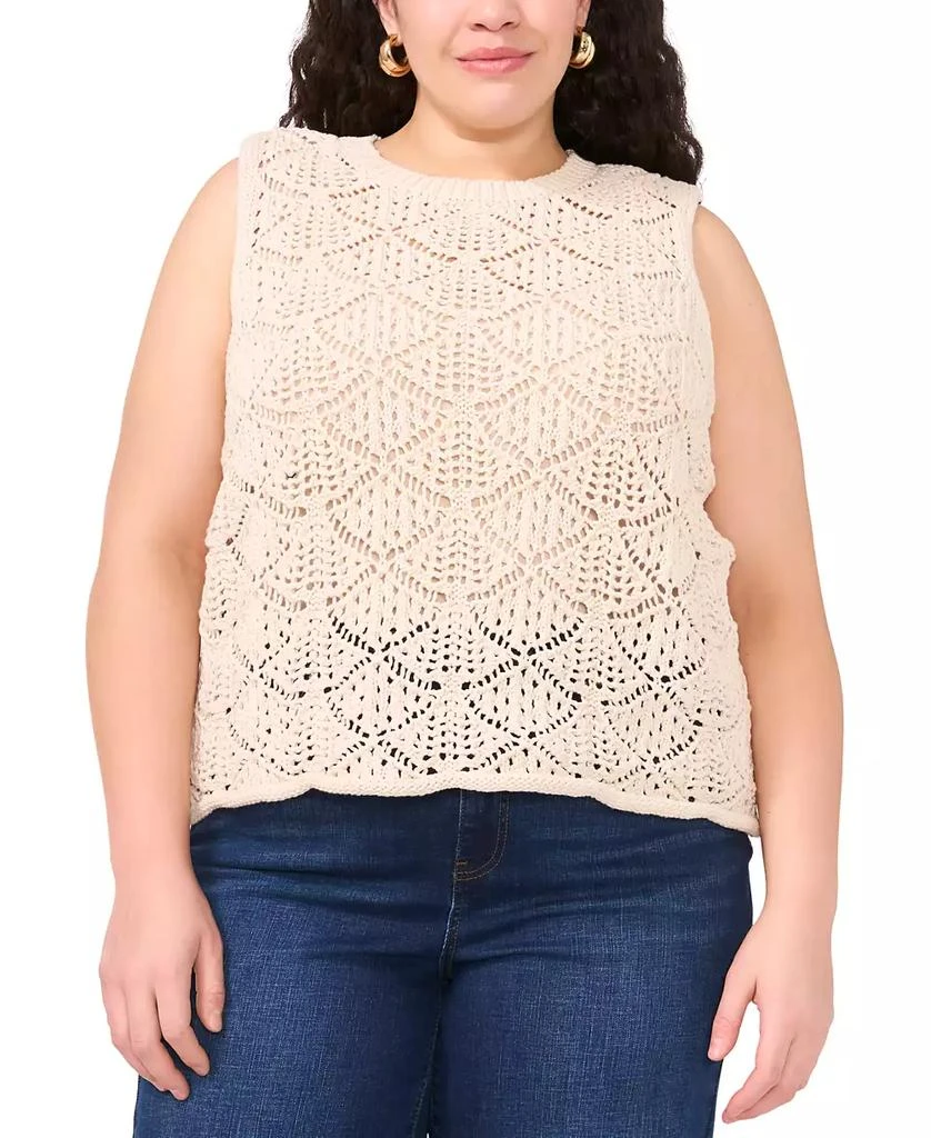 商品Vince Camuto|Plus Size Pointelle Sleeveless Crewneck Tank,价格¥734,第1张图片
