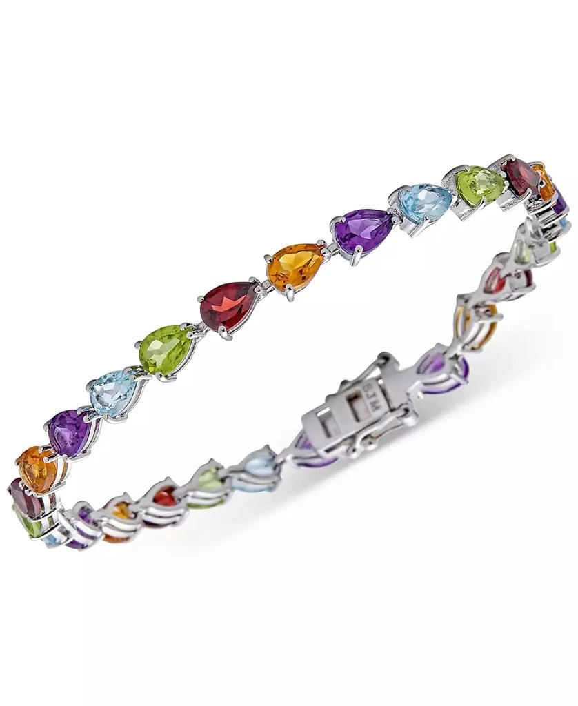 商品Macy's|Multi-Gemstone Pear Tennis Bracelet (11-1/4 ct. t.w.) in Sterling Silver (Also in Citrine, Amethyst, & Blue Topaz),价格¥1178,第1张图片详细描述